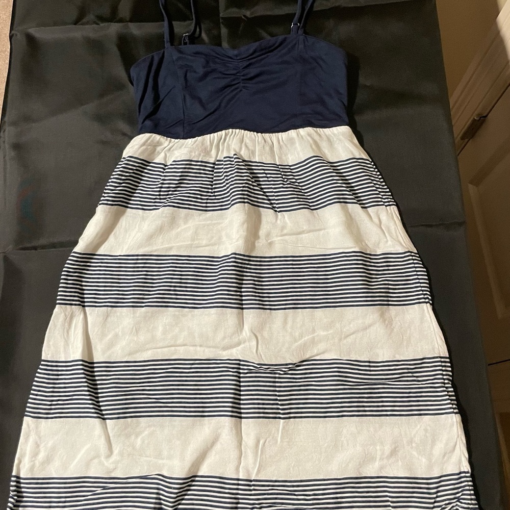 Roxy Summer Dress - Adjustable Straps - Navy & White - XS